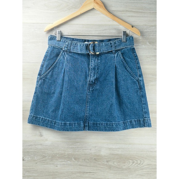 Free People Dresses & Skirts - We The Free Denim Mini Skirt Women 30 Blue Excellent Belted Pleated